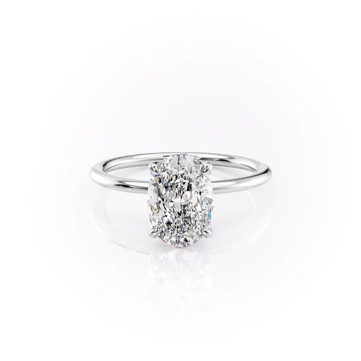 The Petal Liberty Set With Oval Solitaire Lab Diamond 1 Carat 18K White#material_18k-white