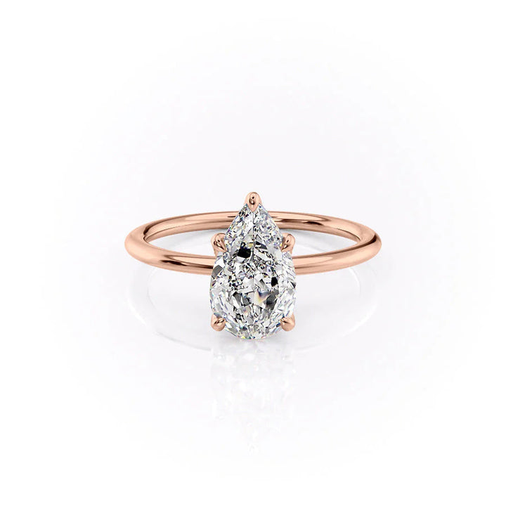 The Petal Liberty Set With Pear Solitaire Lab Diamond 1 Carat 14K Rose#material_14k-rose