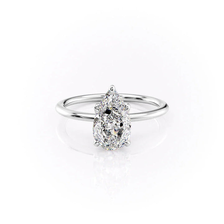 The Petal Liberty Set With Pear Solitaire Lab Diamond 1 Carat 14K White#material_14k-white