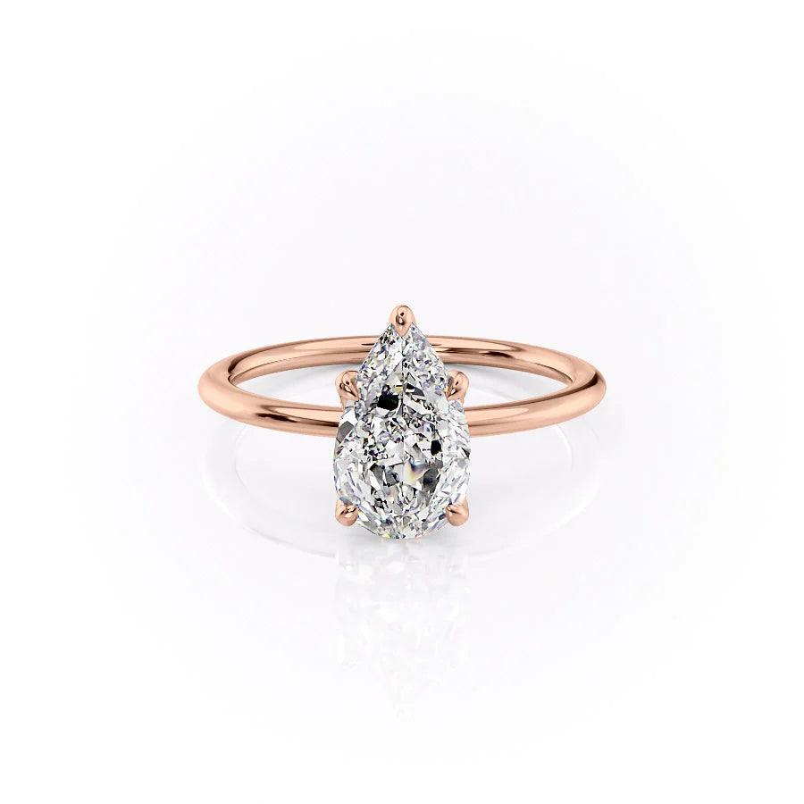 The Petal Liberty Set With Pear Solitaire Lab Diamond 1 Carat 18K Rose#material_18k-rose