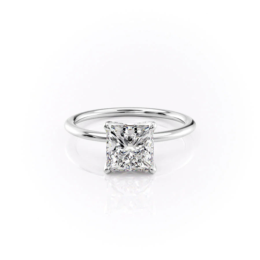 The Petal Liberty Set With Princess Solitaire Moissanite#material_18k-white