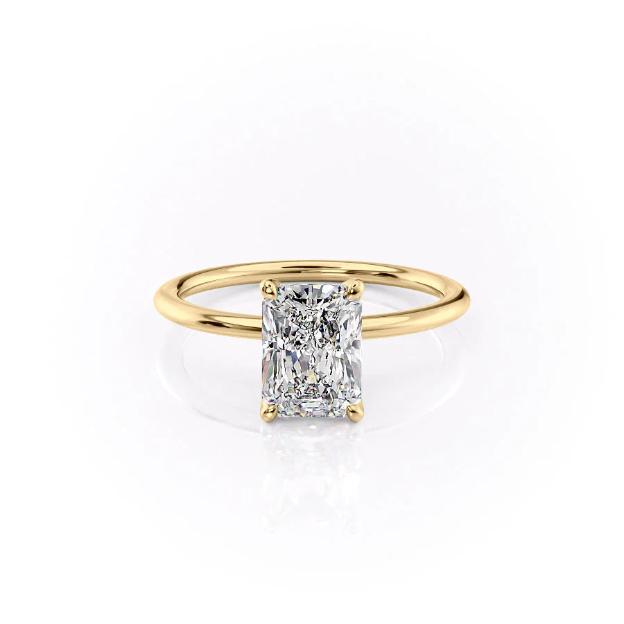 The Petal Liberty Set With Radiant Solitaire Moissanite#material_14k-gold