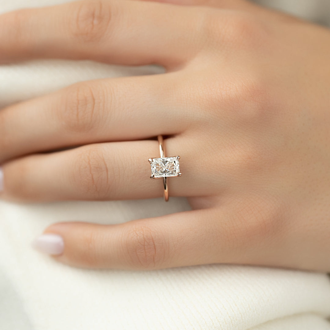 The Petal Liberty Set With Radiant Solitaire Moissanite#material_14k-rose