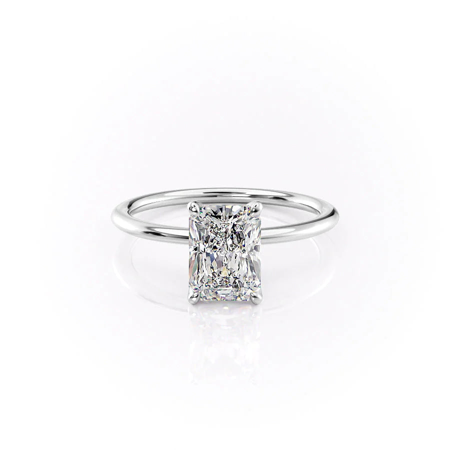 The Petal Liberty Set With Radiant Solitaire Lab Diamond 1 Carat 14K White#material_14k-white