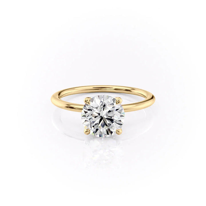 The Petal Liberty Set With Round Solitaire Moissanite#material_14k-gold