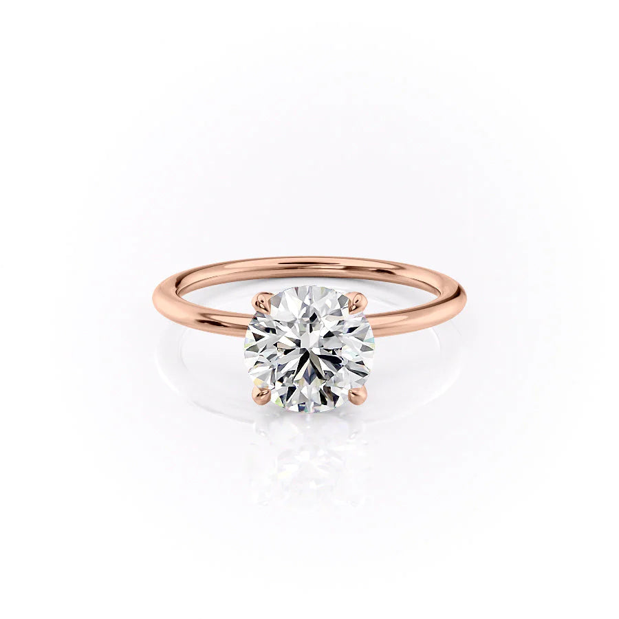 The Petal Liberty Set With Round Solitaire Lab Diamond 1 Carat 14K Rose#material_14k-rose