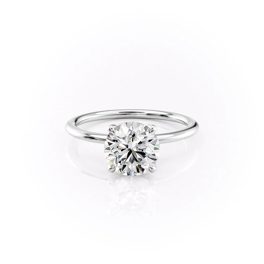 The Petal Liberty Set With Round Solitaire Lab Diamond 1 Carat 14K White#material_14k-white