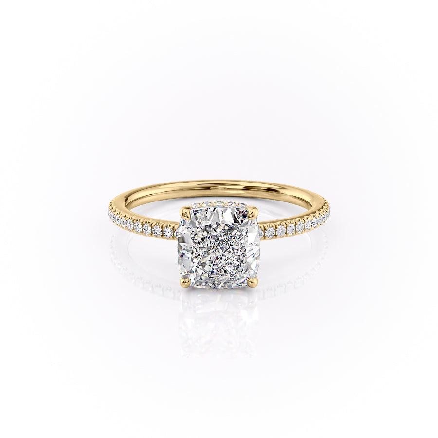 The Phoebe Set With Cushion Pave Lab Diamond 1 Carat 14K Gold#material_14k-gold