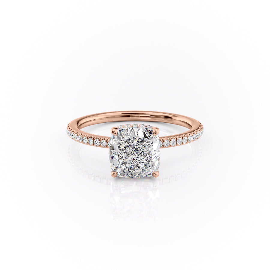 The Phoebe Set With Cushion Pave Lab Diamond 1 Carat 14K Rose#material_14k-rose