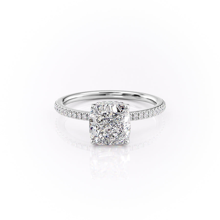 The Phoebe Set With Cushion Pave Lab Diamond 1 Carat 14K White#material_14k-white