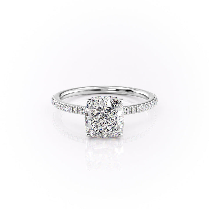 The Phoebe Set With Cushion Pave Lab Diamond 1 Carat 14K White#material_14k-white