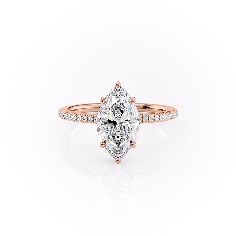 The Phoebe Set With Marquise Pave Lab Diamond 1 Carat 14K Rose#material_14k-rose