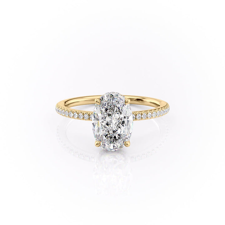 The Phoebe Set With Oval Pave Lab Diamond 1 Carat 14K Gold#material_14k-gold