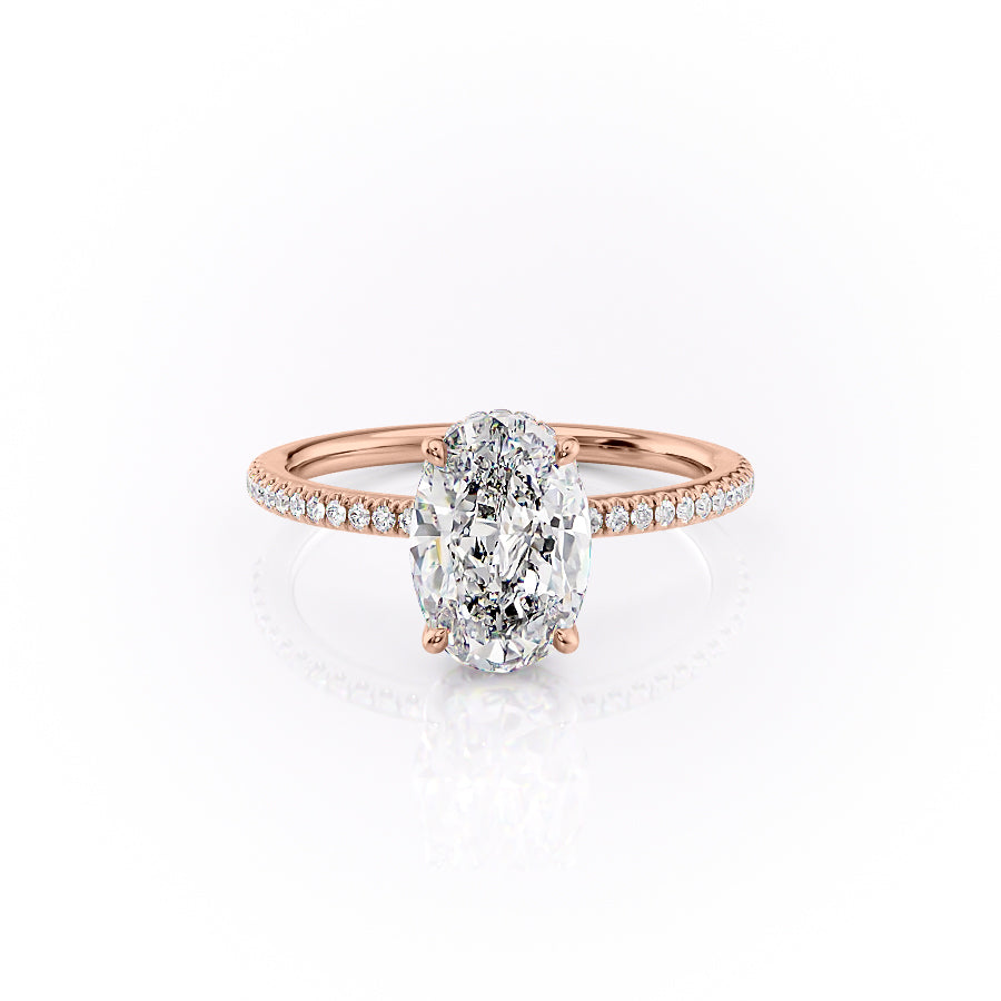 The Phoebe Set With Oval Pave Lab Diamond 1 Carat 14K Rose#material_14k-rose