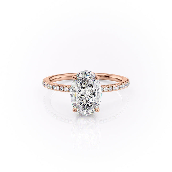 The Phoebe Set With Oval Pave Lab Diamond 1 Carat 14K Rose#material_14k-rose