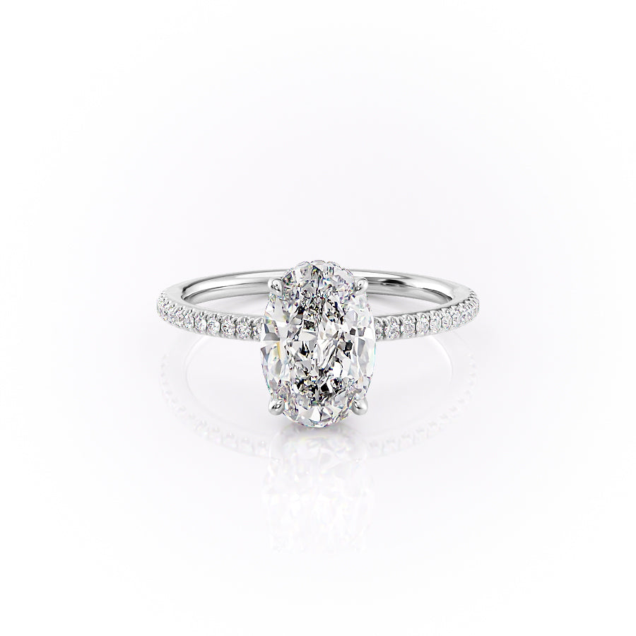 The Phoebe Set With Oval Pave Lab Diamond 1 Carat 14K White#material_14k-white