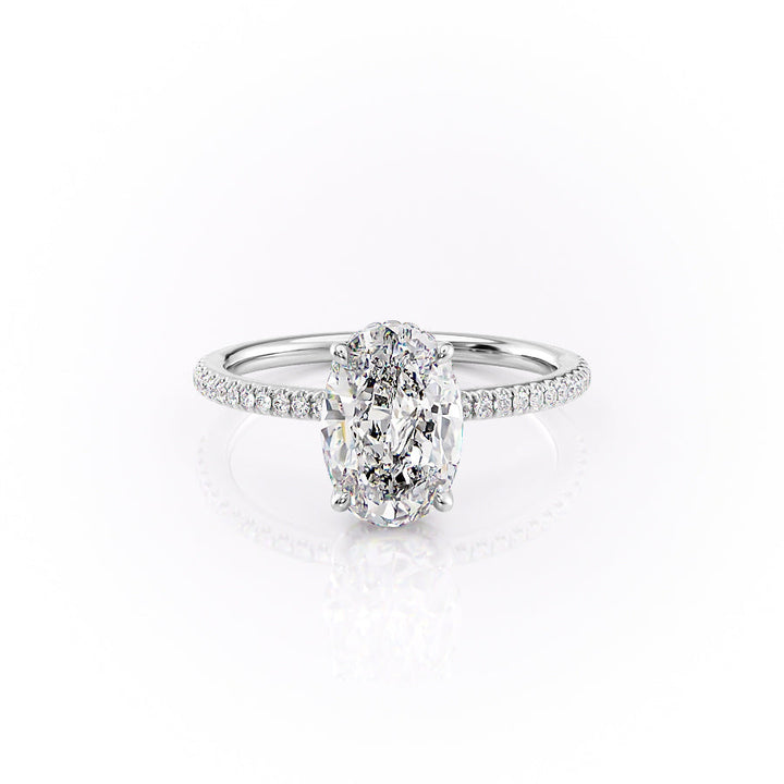 The Phoebe Set With Oval Pave Lab Diamond 1 Carat 14K White#material_14k-white