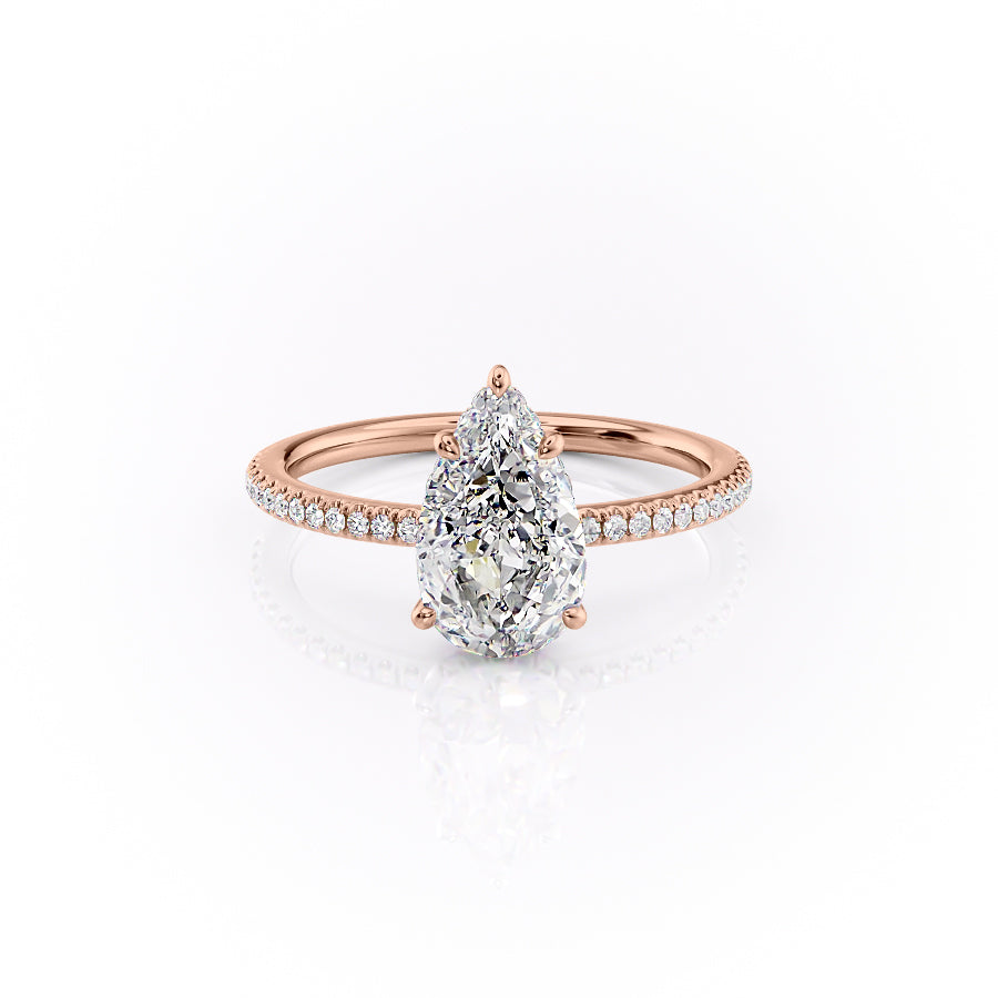 The Phoebe Set With Pear Pave Lab Diamond 1 Carat 14K Rose#material_14k-rose