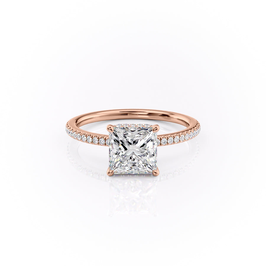 The Phoebe Set With Princess Pave Lab Diamond 1 Carat 14K Rose#material_14k-rose