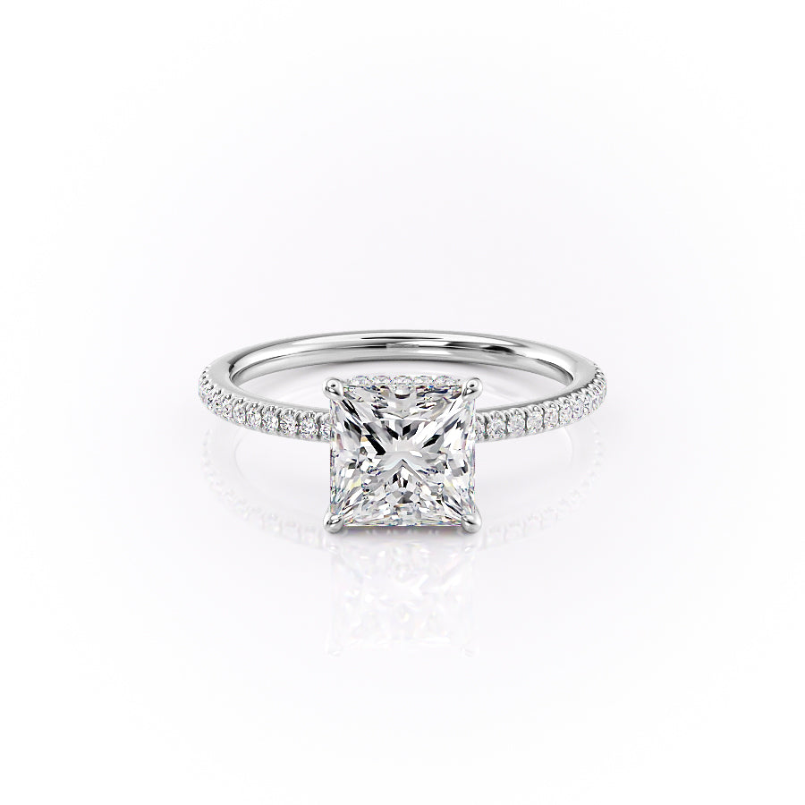 The Phoebe Set With Princess Pave Lab Diamond 1 Carat 14K White#material_14k-white