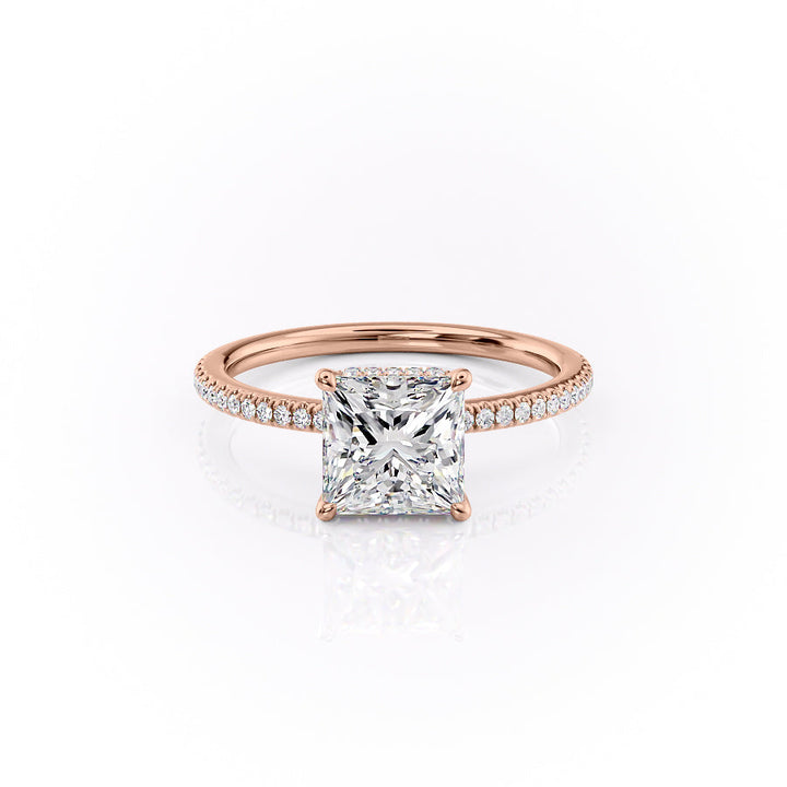 The Phoebe Set With Princess Pave Lab Diamond 1 Carat 18K Rose#material_18k-rose