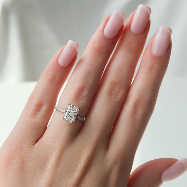 The Phoebe Set With Radiant Pave Lab Diamond 2 Carat 14K White#material_14k-white