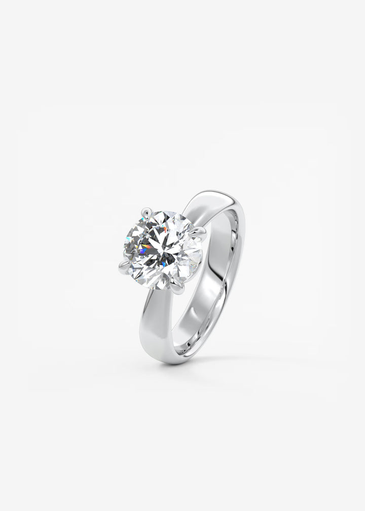The Pinched Colombe Pinched Round Solitaire Engagement Ring#material_white