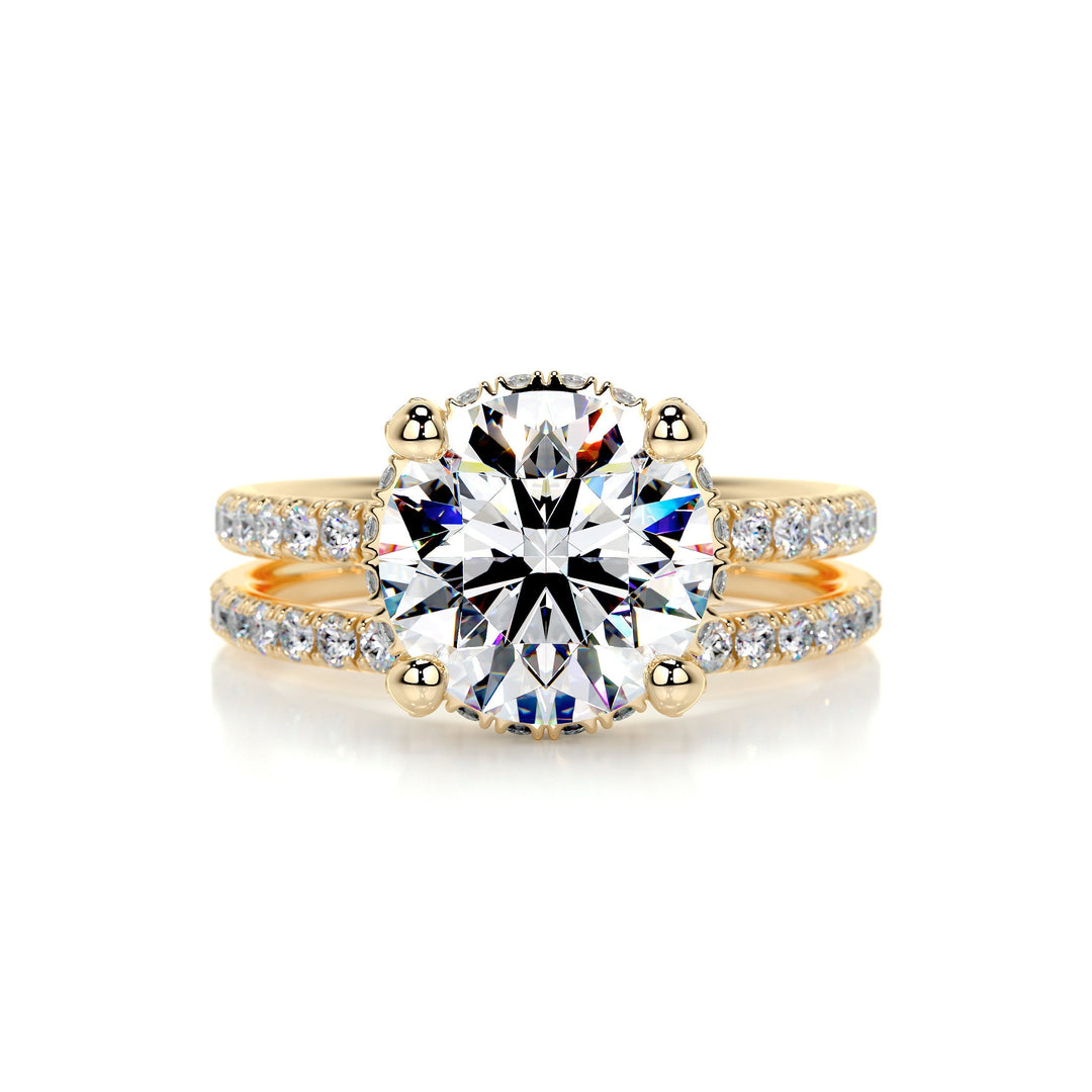 The Quincy Moissanite & Diamonds Bridal set Moissanite 18K Gold 1 Carat Round#material_18k-gold