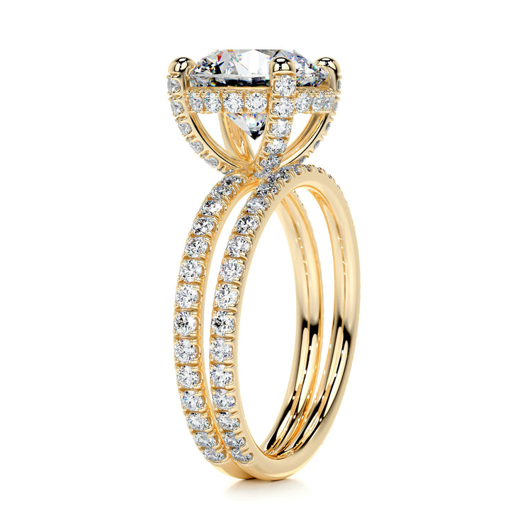 The Quincy Moissanite & Diamonds Bridal set Moissanite 18K Gold 2 Carat Round#material_18k-gold