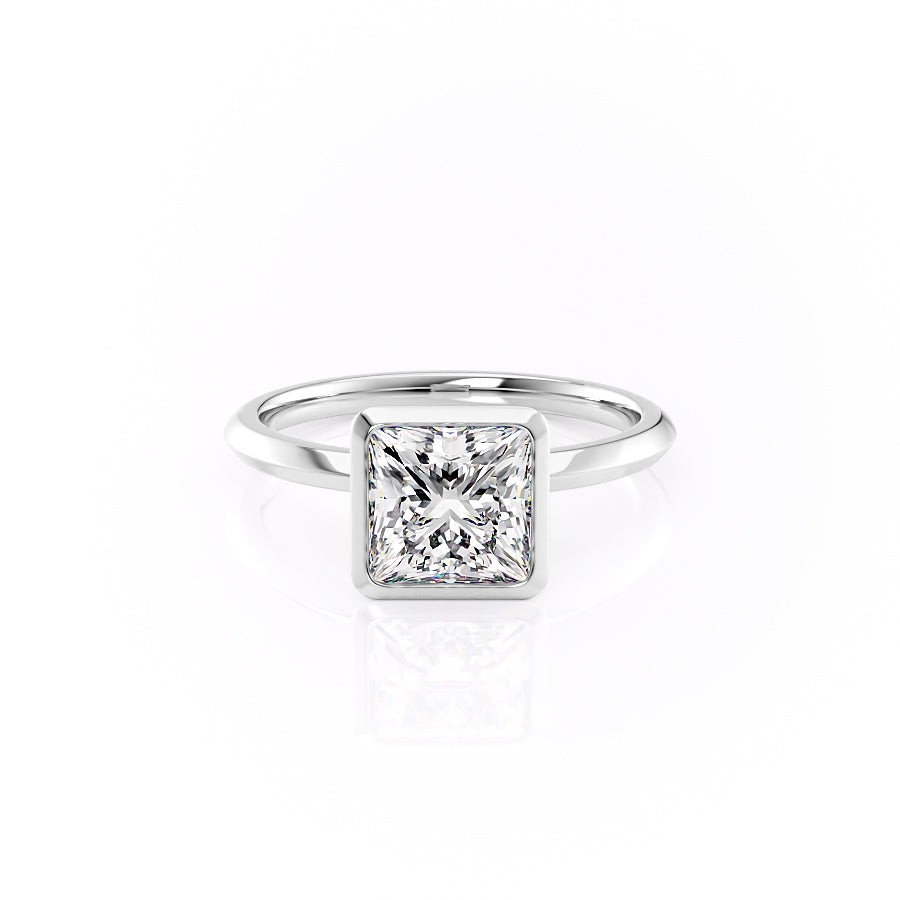 The Razor Bezel Liberty Set With A Princess Lab Diamond-L'Amour Brilliance #material_white