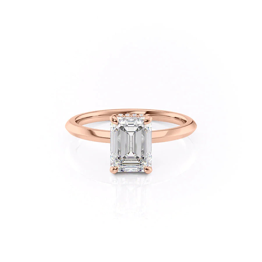 The Razor Liberty Set With Emerald Solitaire Moissanite#material_14k-rose