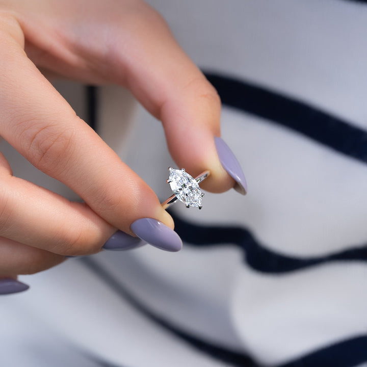 The Razor Liberty Marquise Lab Diamond Moissanite Engagement Ring *Shown with 2.5 ct #material_white