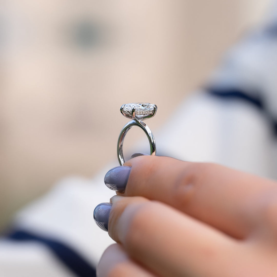 The Razor Liberty Marquise Lab Diamond Moissanite Engagement Ring