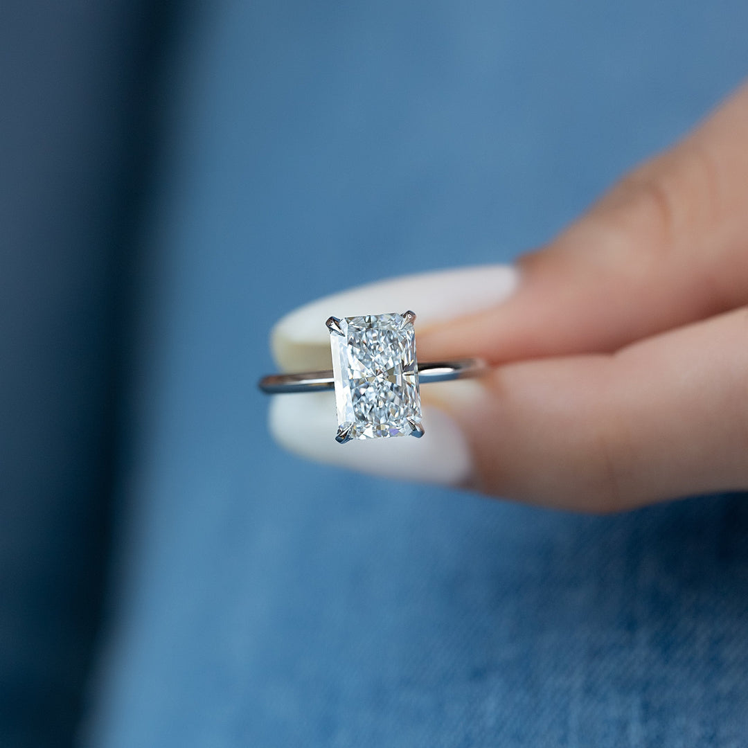 The Razor Liberty Radiant Lab Diamond Moissanite Engagement Ring