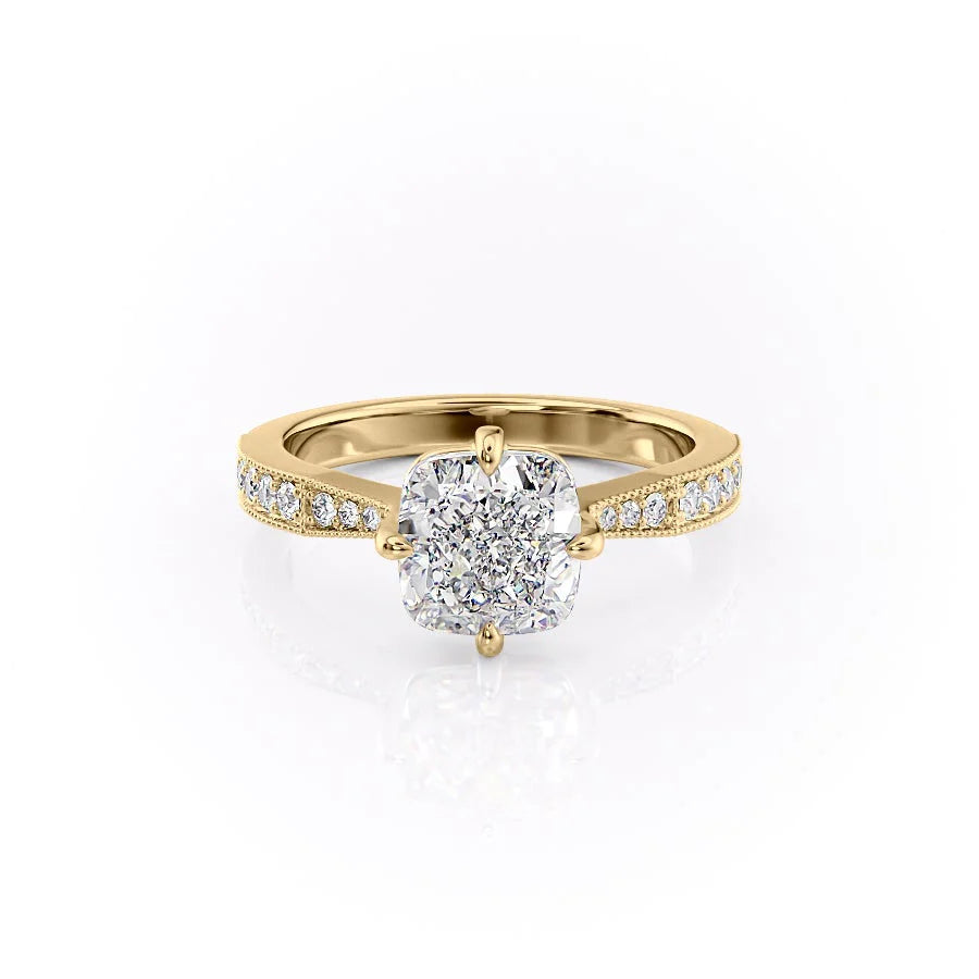 The Rosalind Set With Cushion Pave Lab Diamond 1 Carat 14K Gold#material_14k-gold