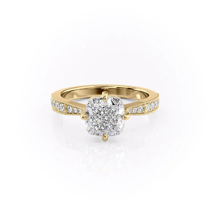 The Rosalind Set With Cushion Pave Lab Diamond 1 Carat 14K Gold#material_14k-gold