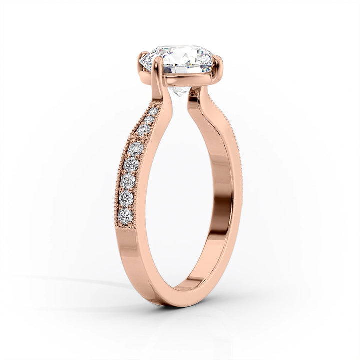 The Rosalind Set With Cushion Pave Lab Diamond 1.5 Carat 14K Rose#material_14k-rose