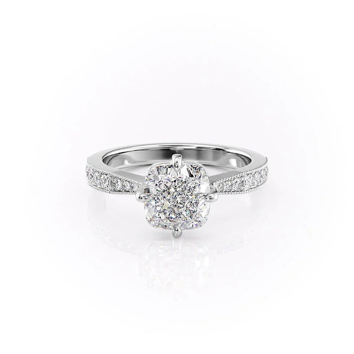 The Rosalind Set With Cushion Pave Lab Diamond 1 Carat 14K White#material_14k-white