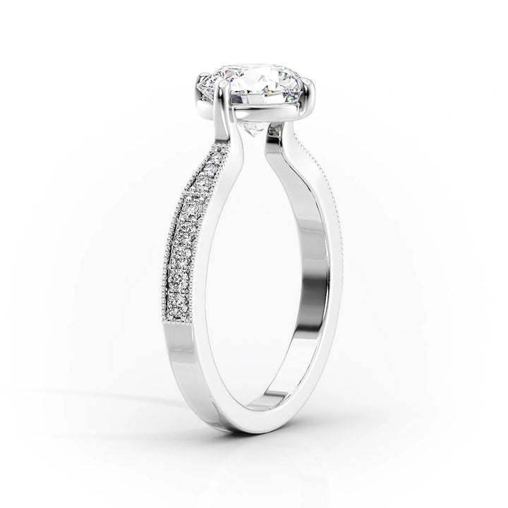 The Rosalind Set With Cushion Pave Lab Diamond 1.5 Carat 14K White#material_14k-white