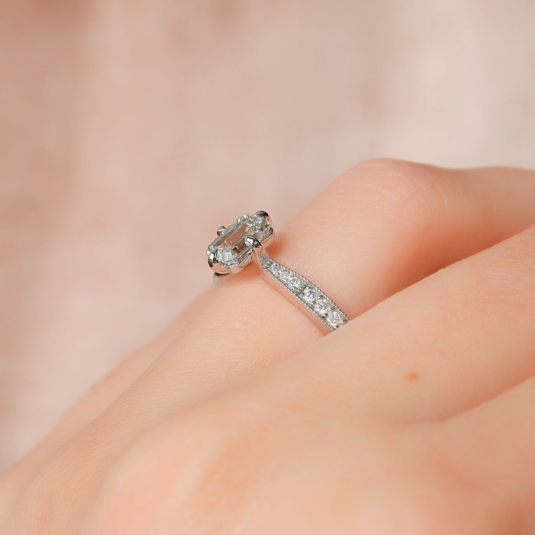 The Rosalind Set With Emerald Pave Moissanite#material_14k-white