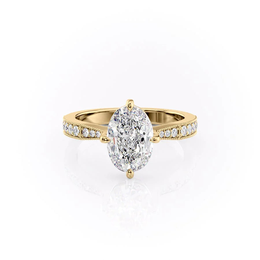 The Rosalind Set With Oval Pave Lab Diamond 1 Carat 14K Gold#material_14k-gold