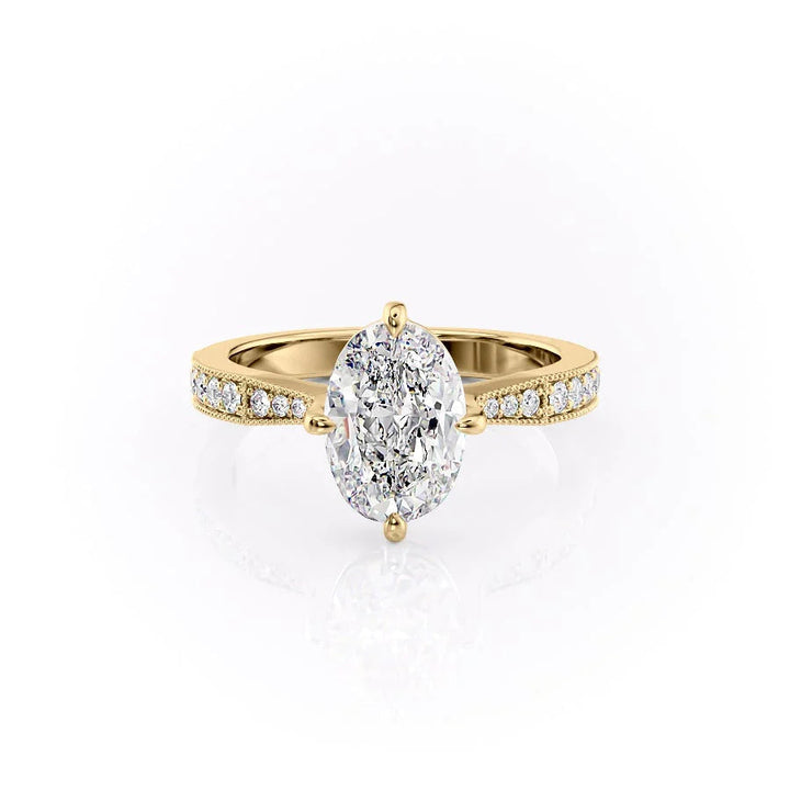 The Rosalind Set With Oval Pave Moissanite#material_14k-gold