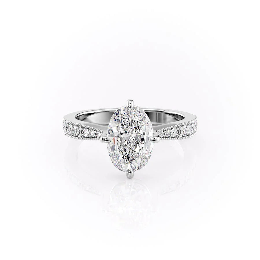 The Rosalind Set With Oval Pave Moissanite#material_14k-white