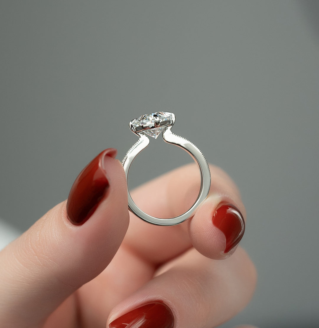 The Rosalind Oval Lab Diamond Moissanite Engagement Ring