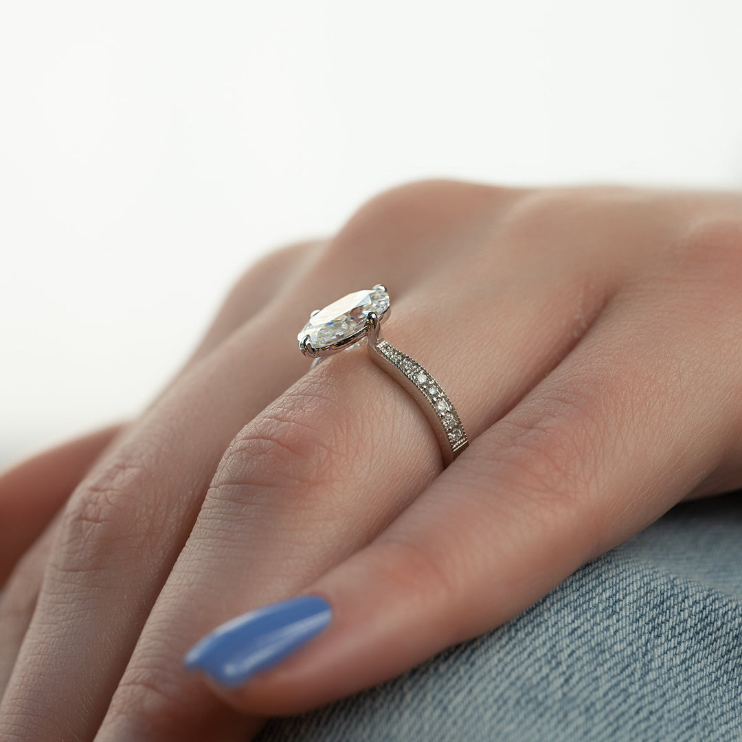 The Rosalind Oval Lab Diamond Moissanite Engagement Ring