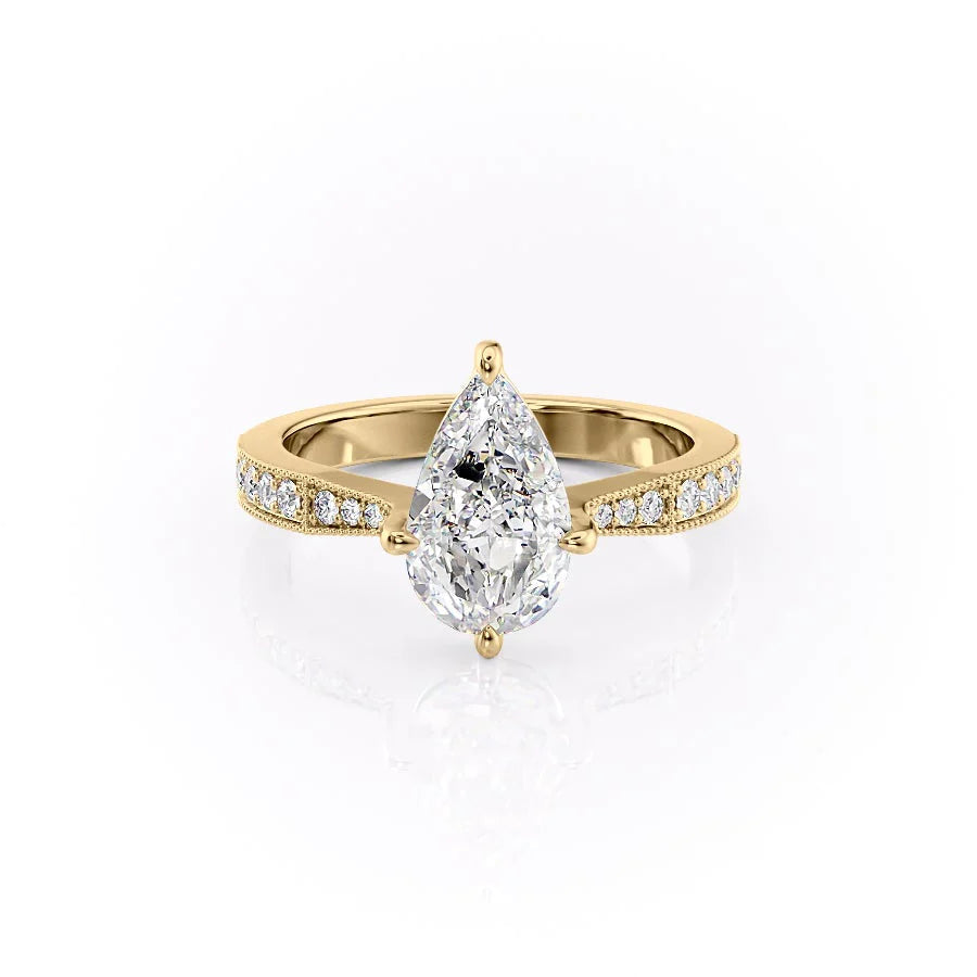 The Rosalind Set With Pear Pave Moissanite#material_14k-gold