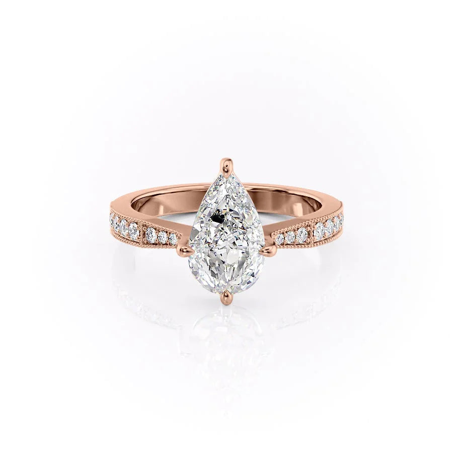 The Rosalind Set With Pear Pave Lab Diamond 1 Carat 14K Rose#material_14k-rose