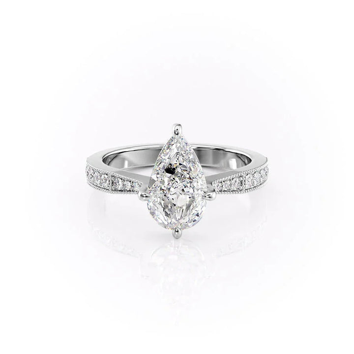 The Rosalind Set With Pear Pave Lab Diamond 1 Carat 14K White#material_14k-white