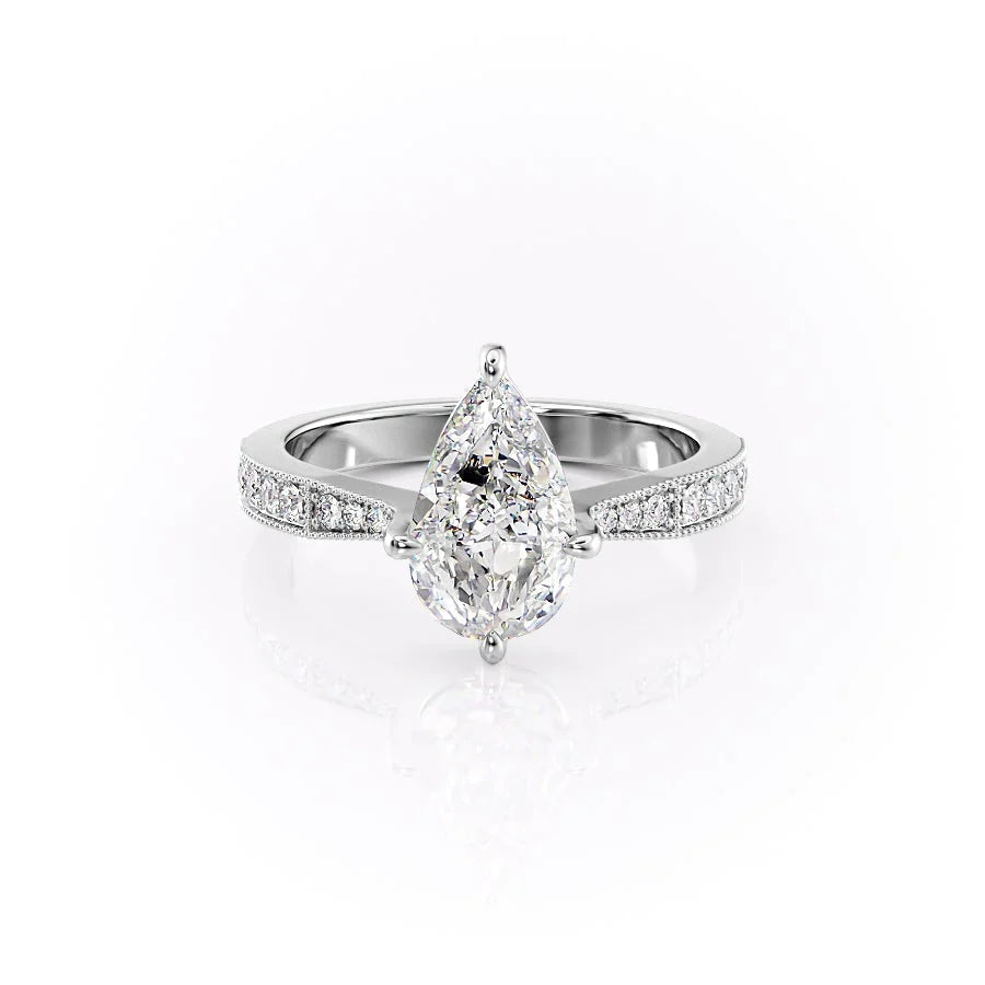 The Rosalind Set With Pear Pave Moissanite#material_14k-white