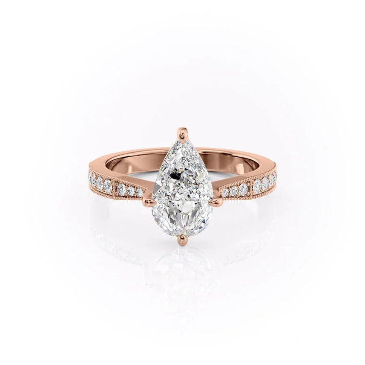 The Rosalind Set With Pear Pave Lab Diamond 1 Carat 18K Rose#material_18k-rose